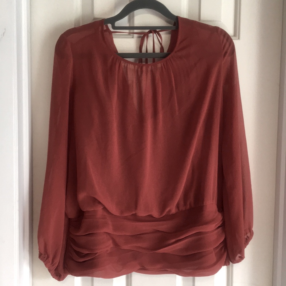 Cider/Rust Sheer Blouse with attached camisole